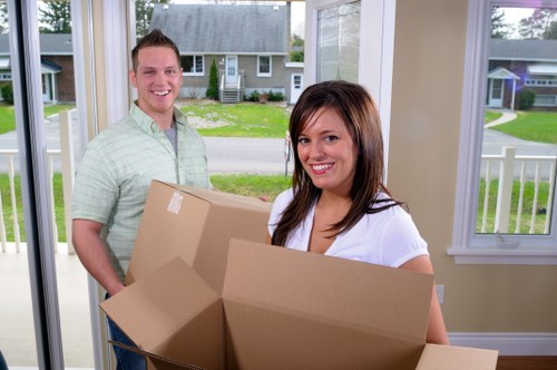 Packed furniture and fragile items ready for Italy removals transport