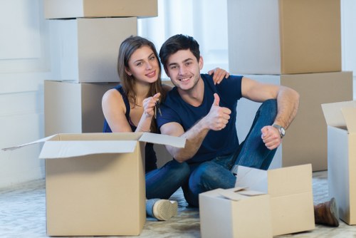 Unloading household belongings during an international move to Italy